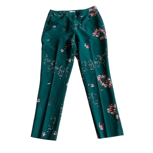 Carolina Belle Green Floral Print Slacks Trousers Pants Ankle Size 6 Women's - Picture 2 of 13